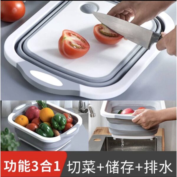 3in1 COLLAPSIBLE SILICON CUTTING BOARD/DRAINK SINK/FRUIT BASKET