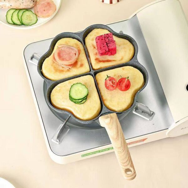 Heart shape 4 partition egg/cake/burgar pan