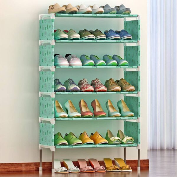 6 LAYERS STRONG IRON SHOE RACK  WITH FASHIONABLE SIDE COVER