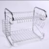 52CM   2 LAYER STAINLESS PLATE RACK WITH CUP AND CUTLERY HOLDER