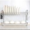 52CM   2 LAYER STAINLESS PLATE RACK WITH CUP AND CUTLERY HOLDER