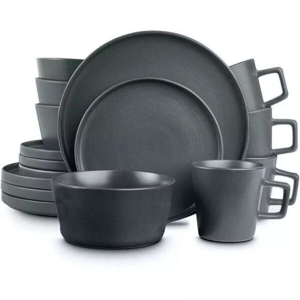 16pcs black luxury stoneware