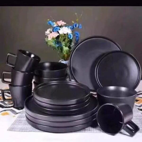 16pcs black luxury stoneware