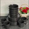 16pcs black luxury stoneware