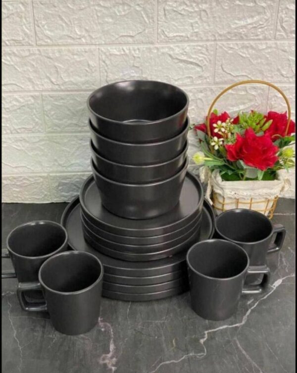16pcs black luxury stoneware
