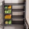 Household Non Installation Kitchen Folding Storage Rack Can Be Used For Multi-layer Floor Standing Sorting Rack with veggies basket