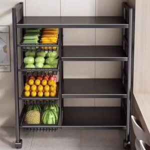IMG_2939 Household Non Installation Kitchen Folding Storage Rack Can Be Used For Multi-layer Floor Standing Sorting Rack with veggies basket